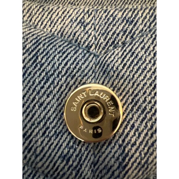 Saint Laurent Loulou Small Puffer Denim Pouch Clutch - Picture 9 of 10